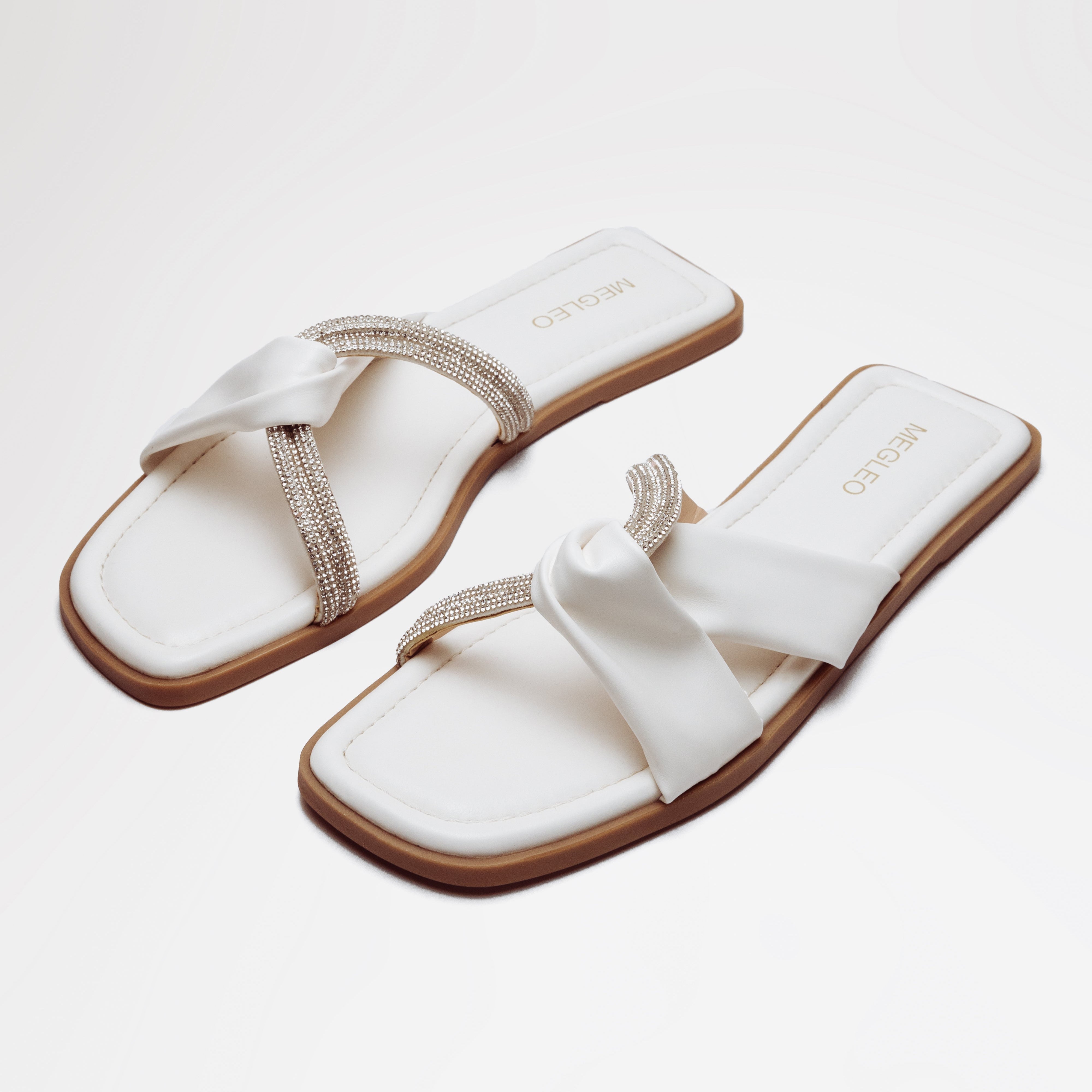 Image of Crystal Vegan Flats - White