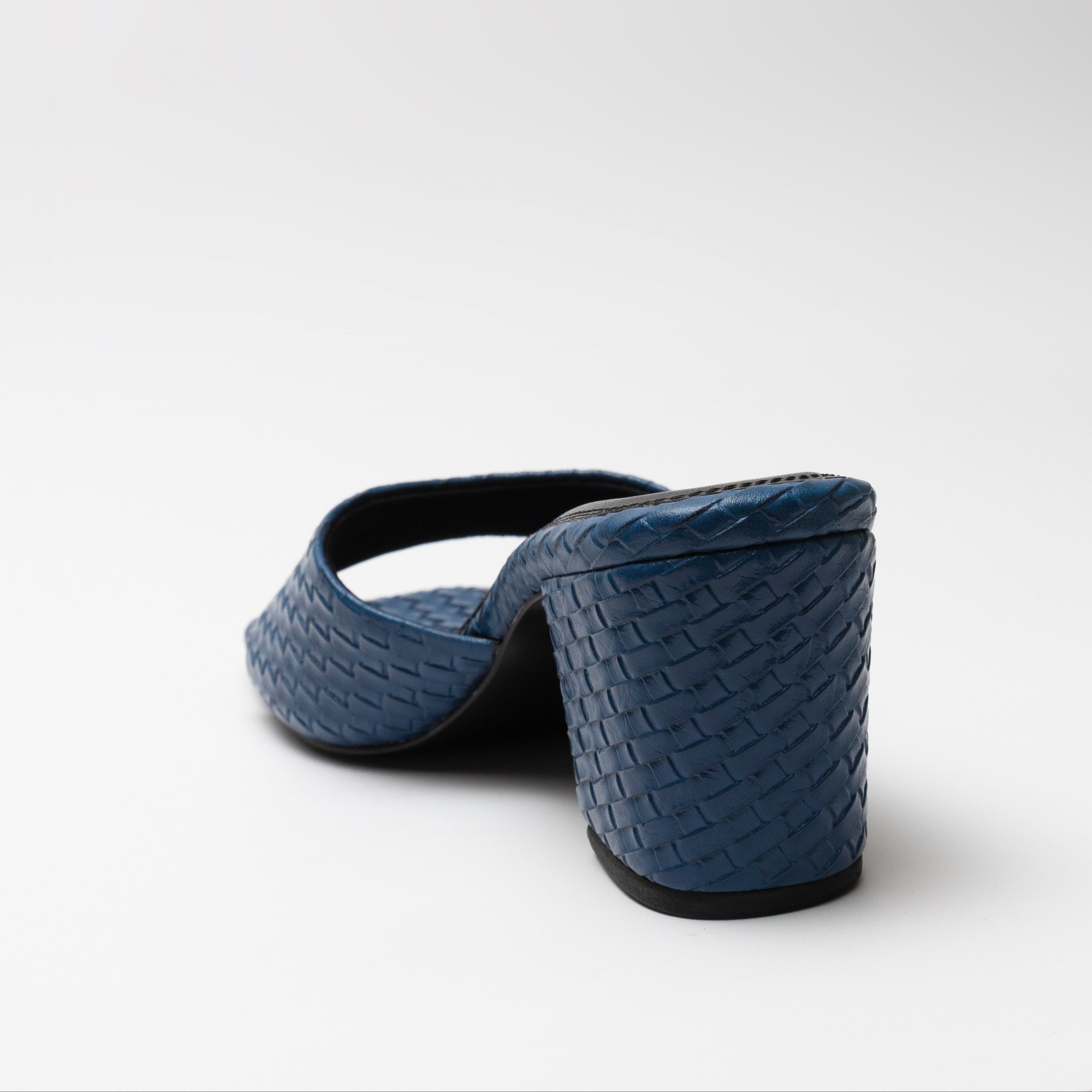 Image of Textured Dark Blue Block Heels