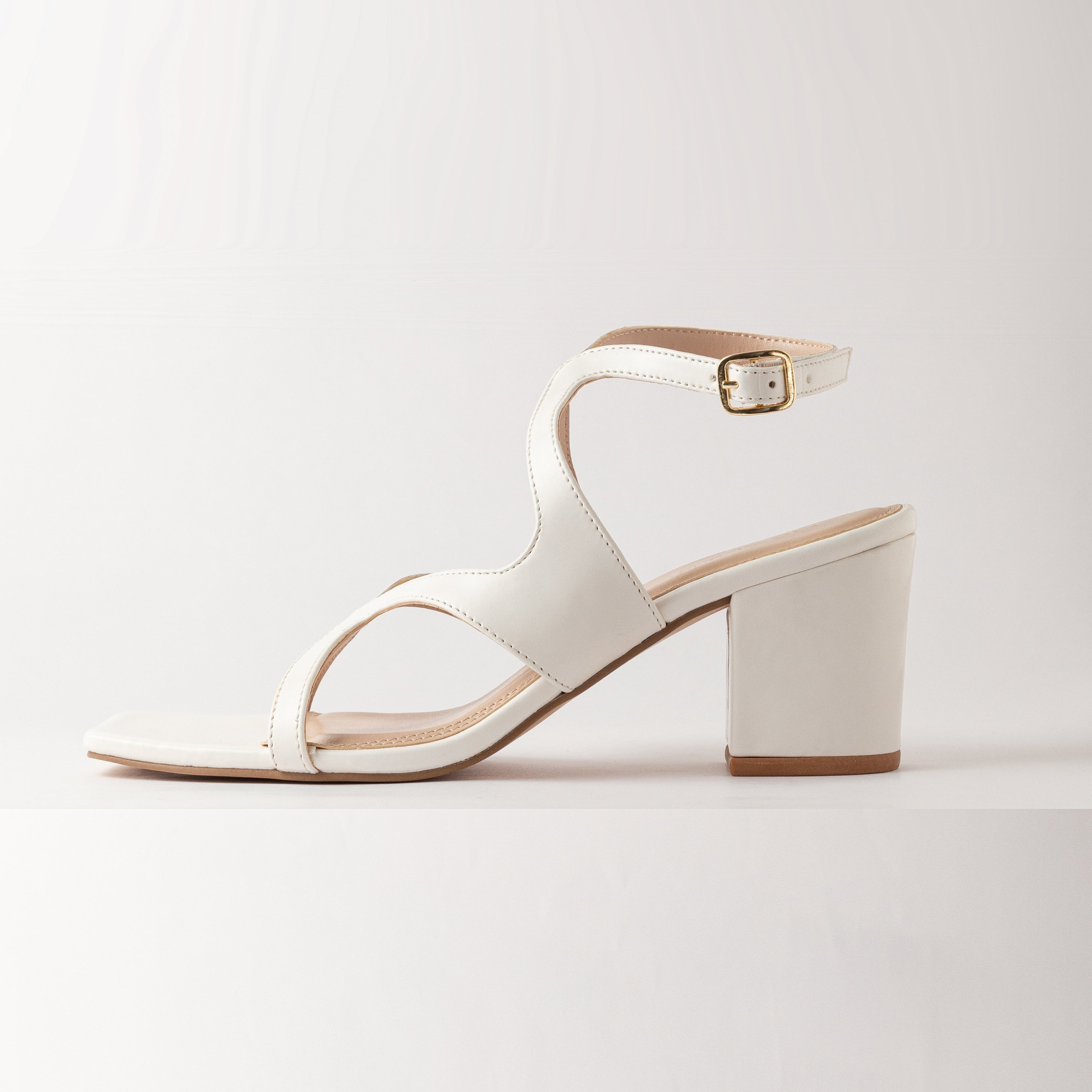 Image of Twisted Block Heels - White