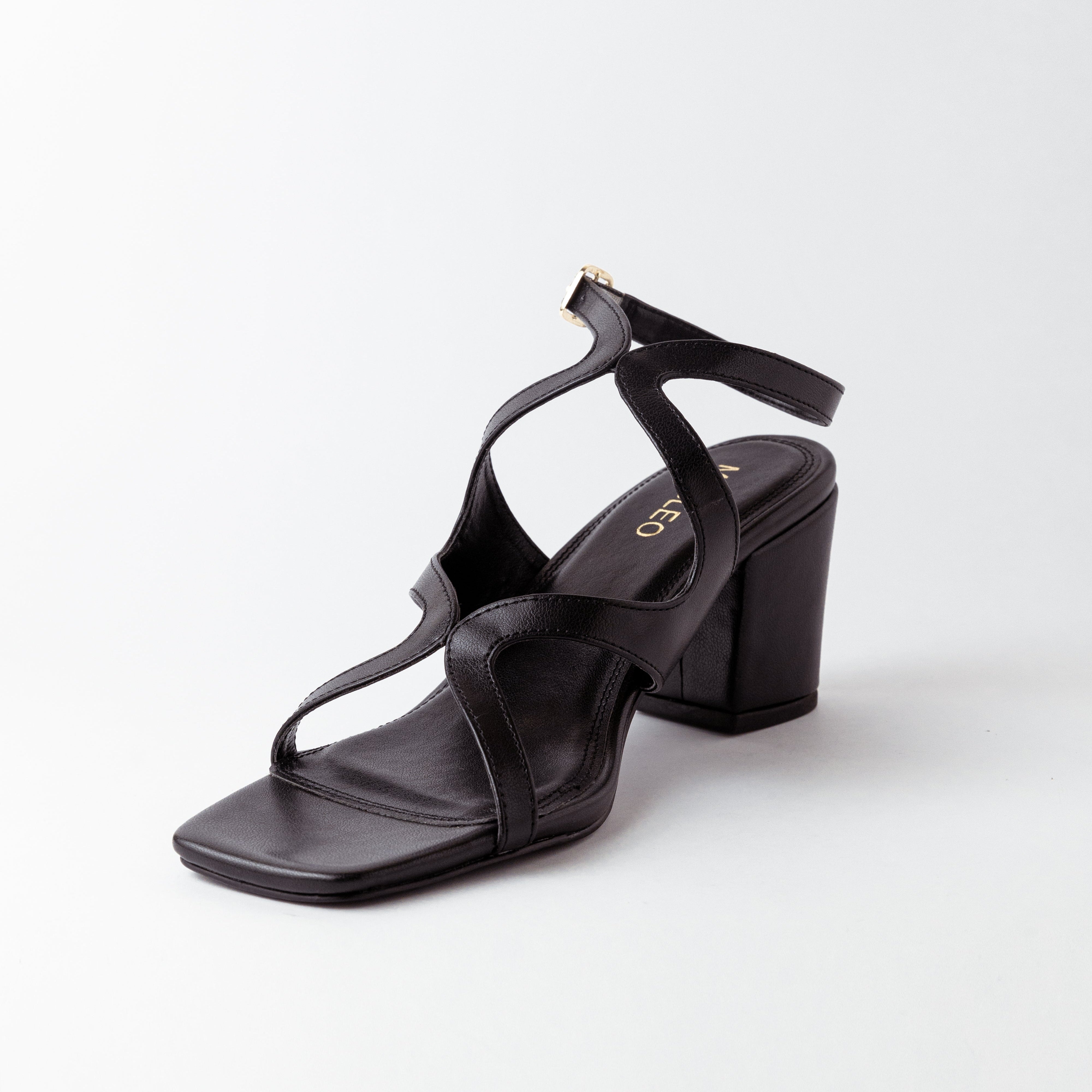 Image of Twisted Block Heels - Black