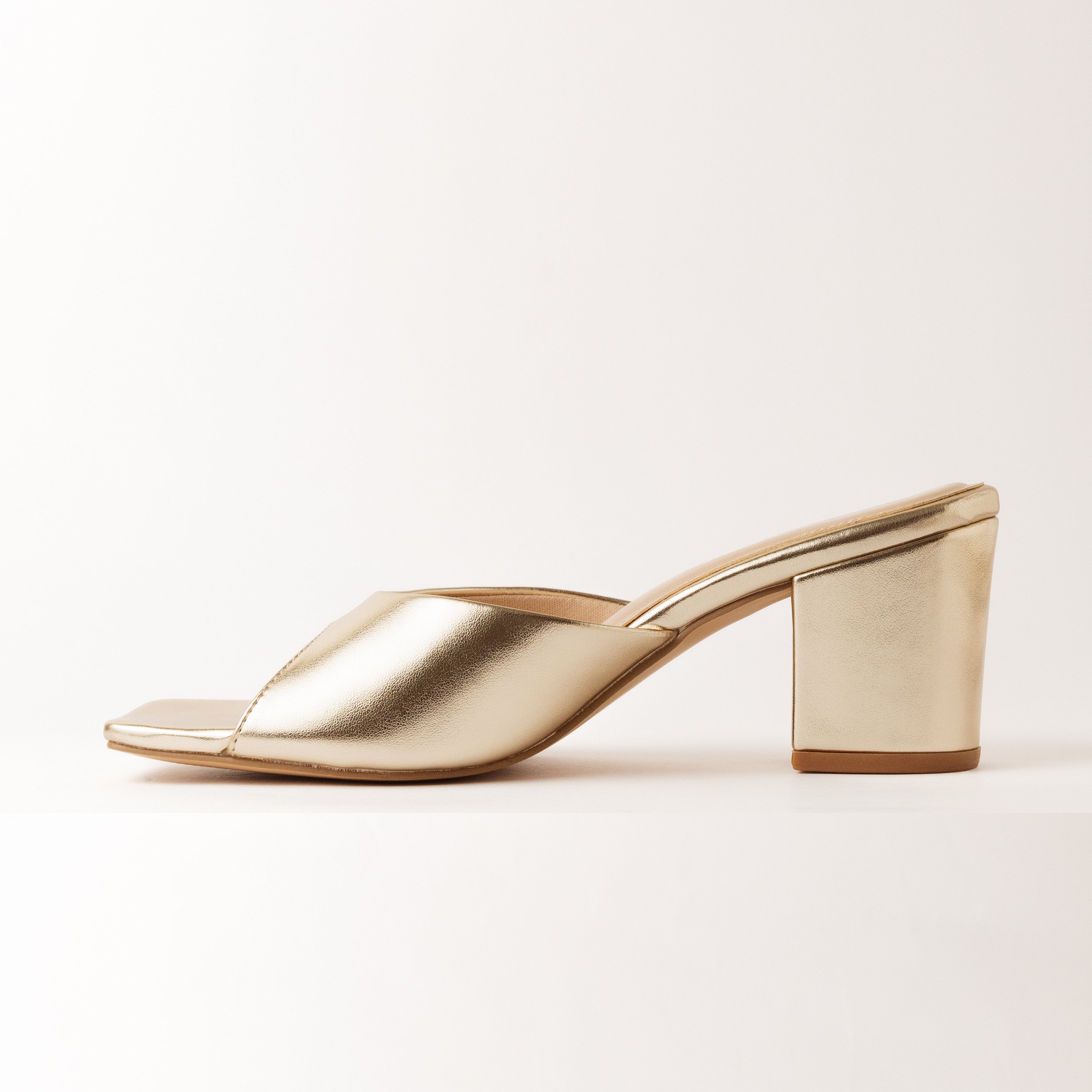Image of Sleek Gold One Strap Block Heels