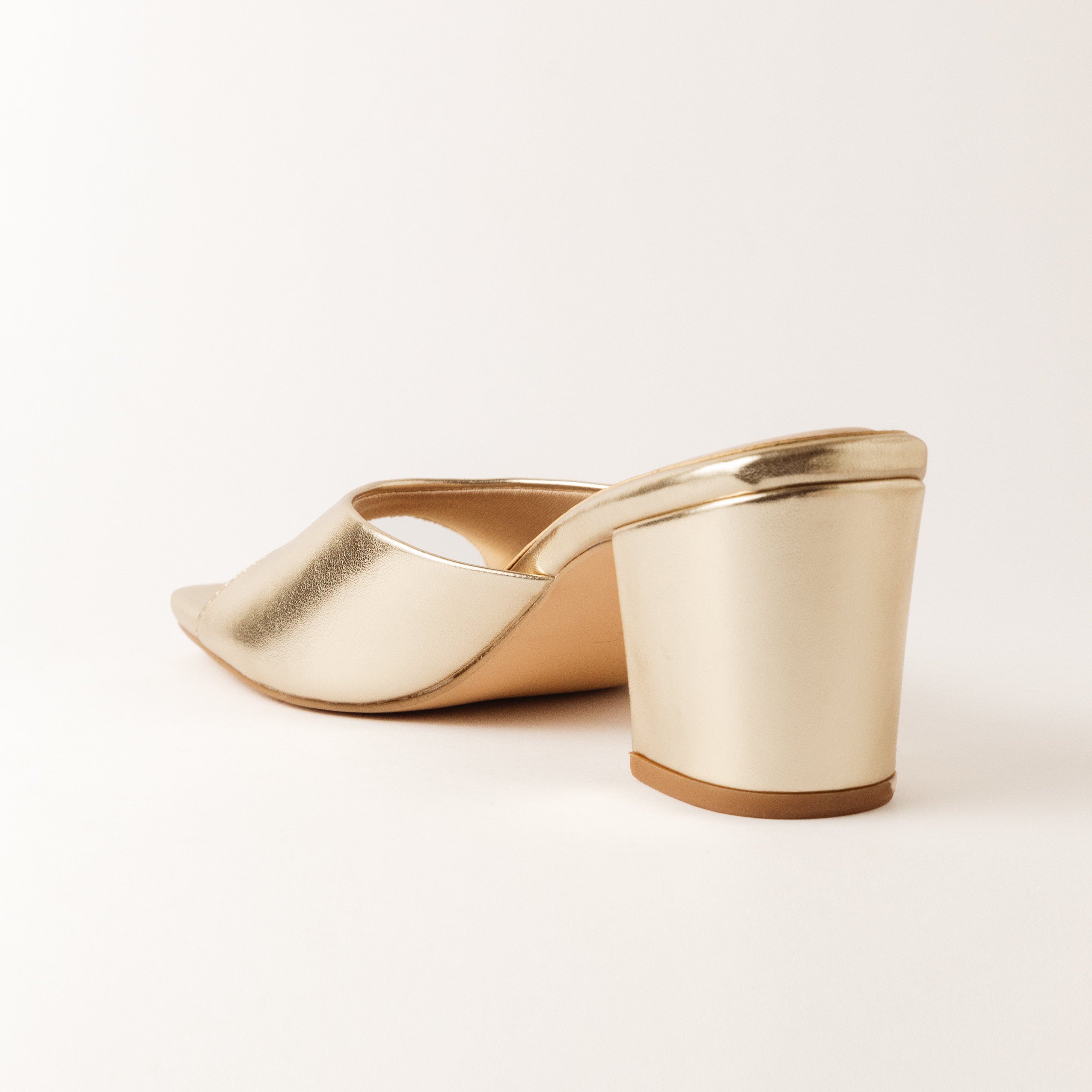 Image of Sleek Gold One Strap Block Heels