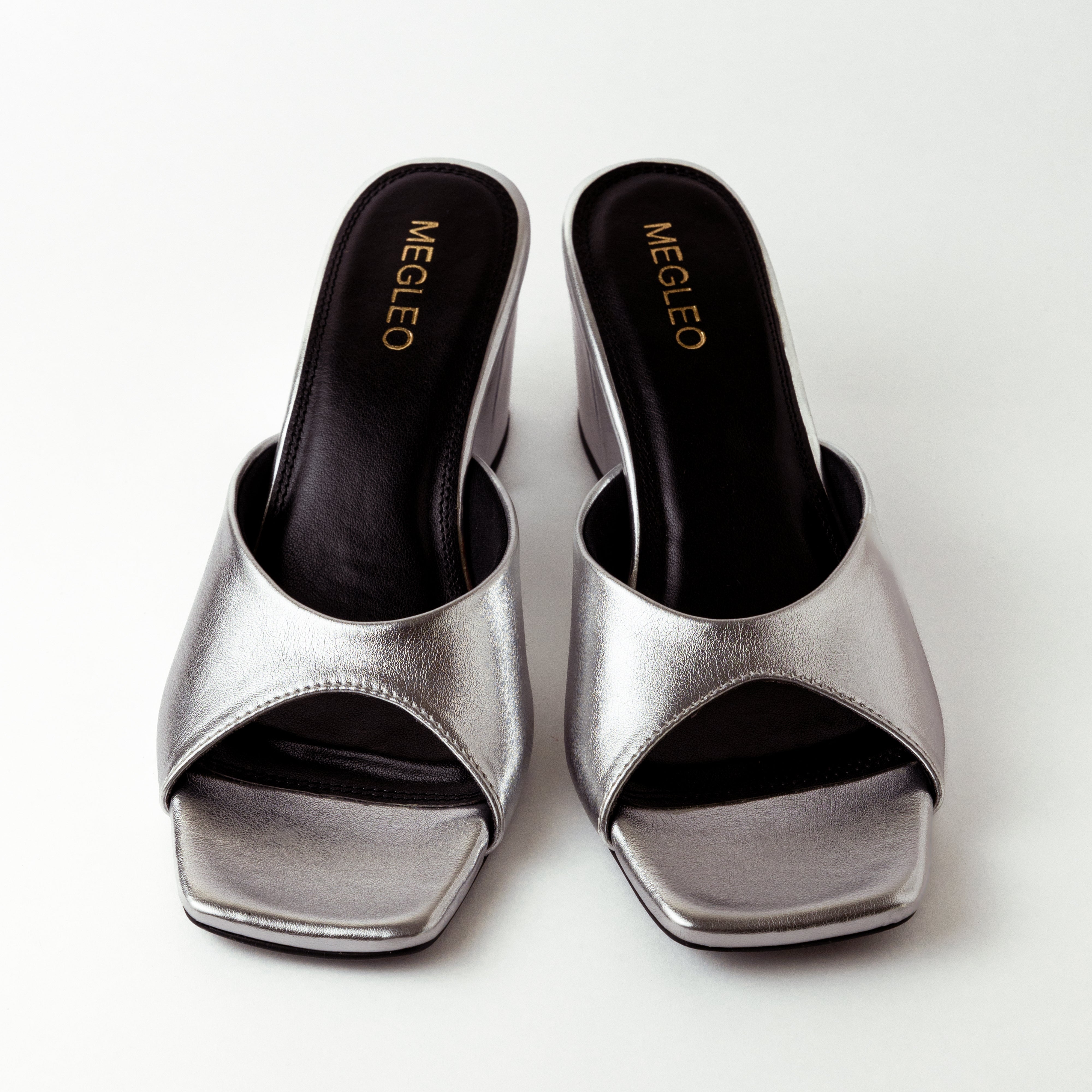 Image of Sleek Silver One Strap Block Heels