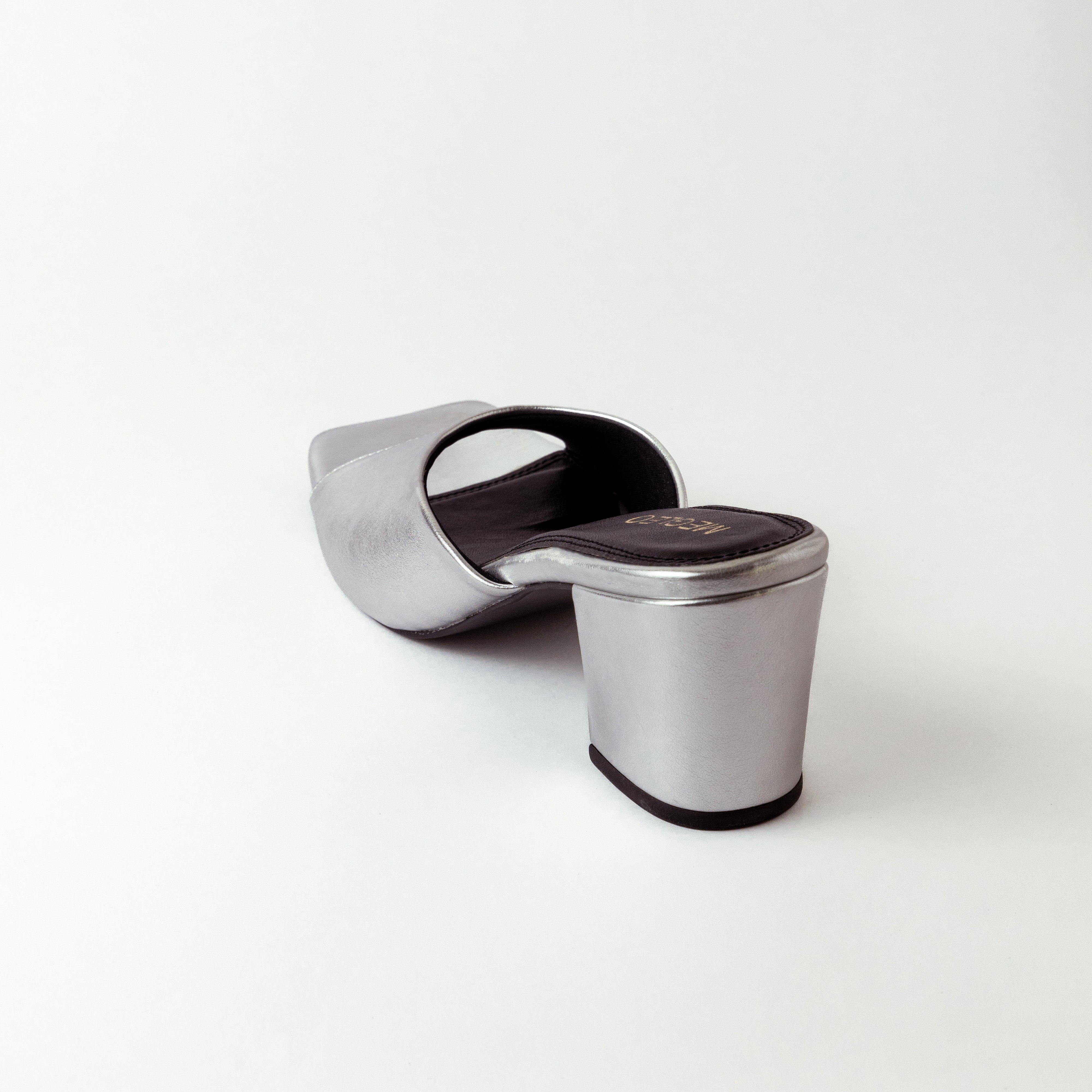 Image of Sleek Silver One Strap Block Heels