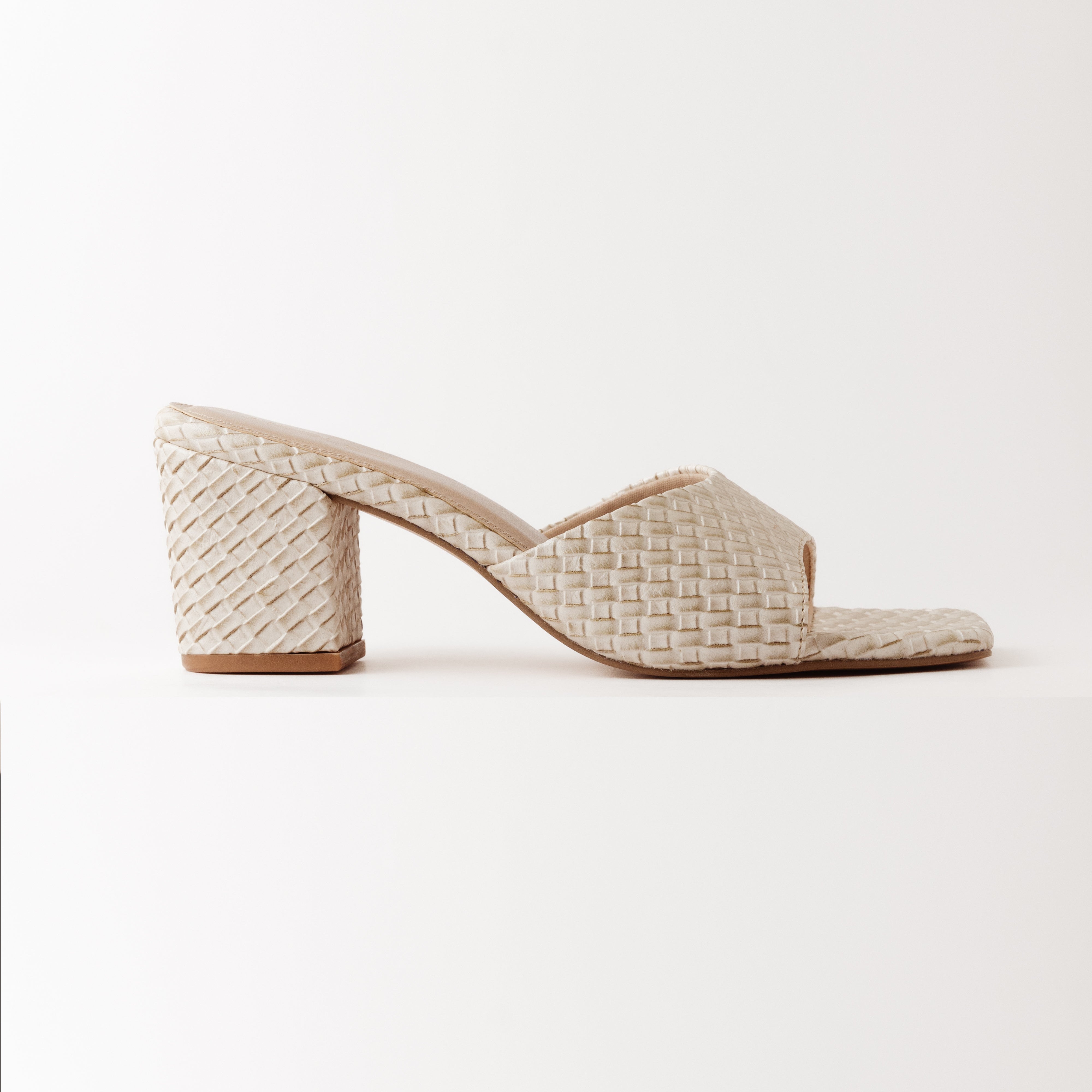 Image of Textured Off-White Block Heels