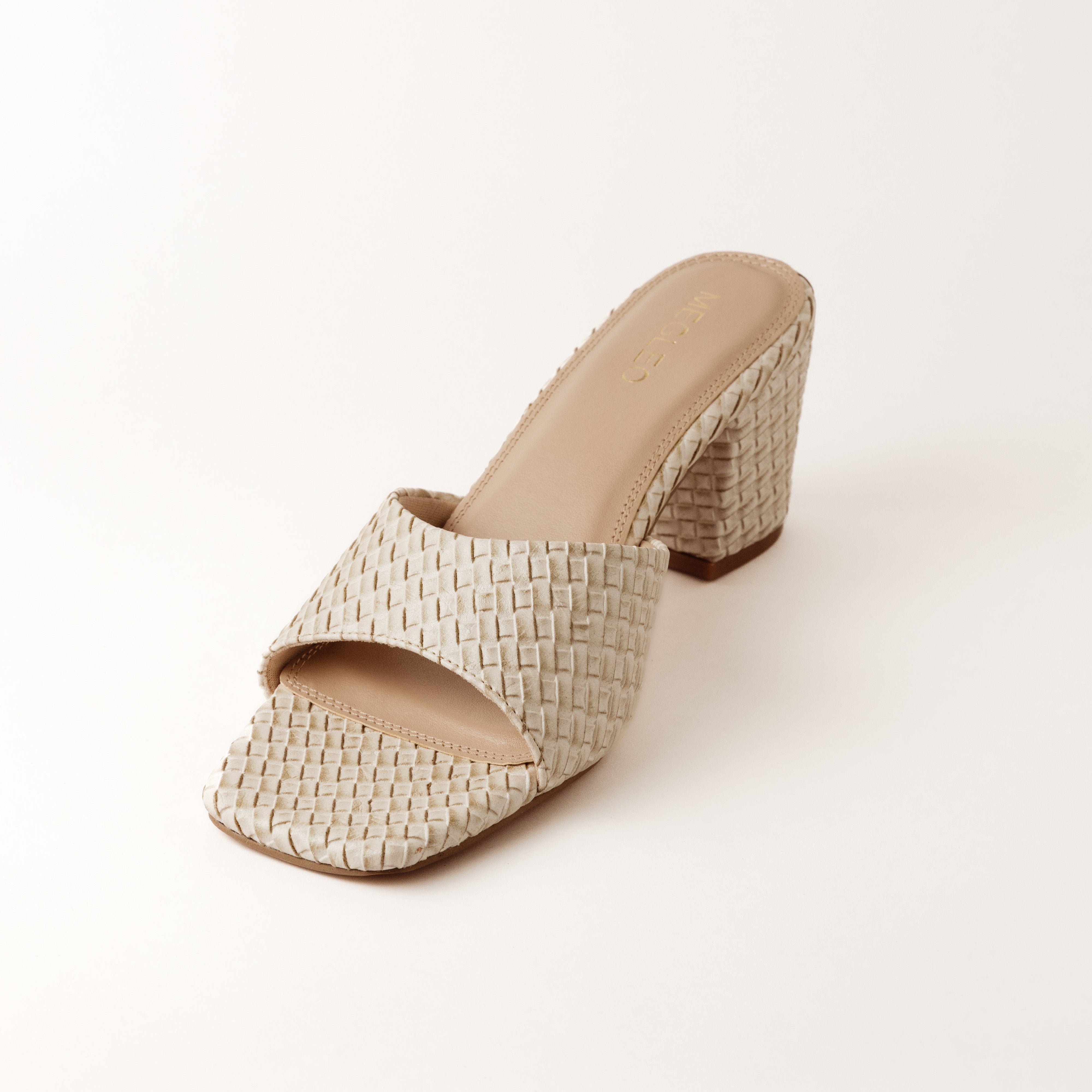 Image of Textured Off-White Block Heels