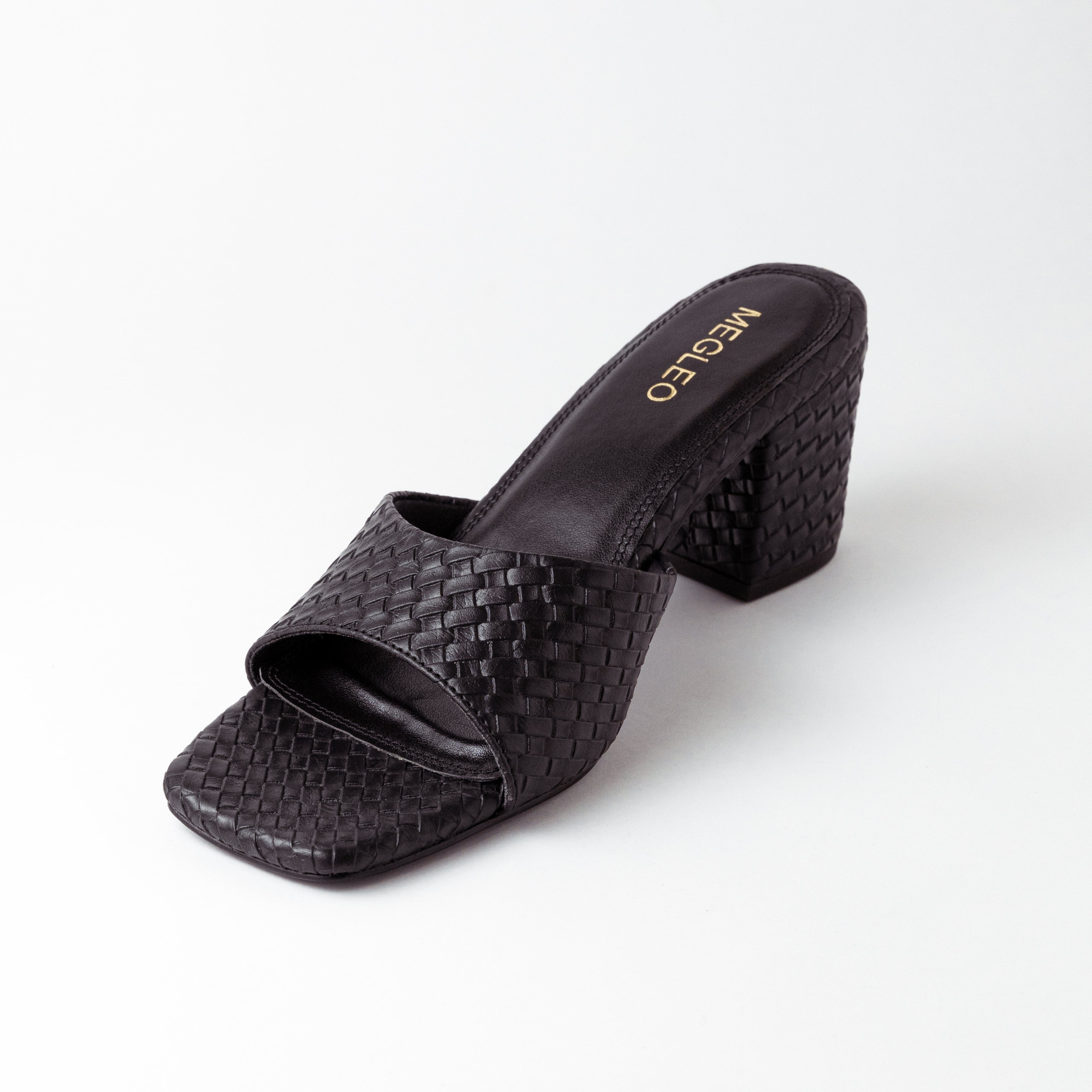 Image of Textured Black Block Heels