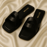 Black Croco Vegan Flats