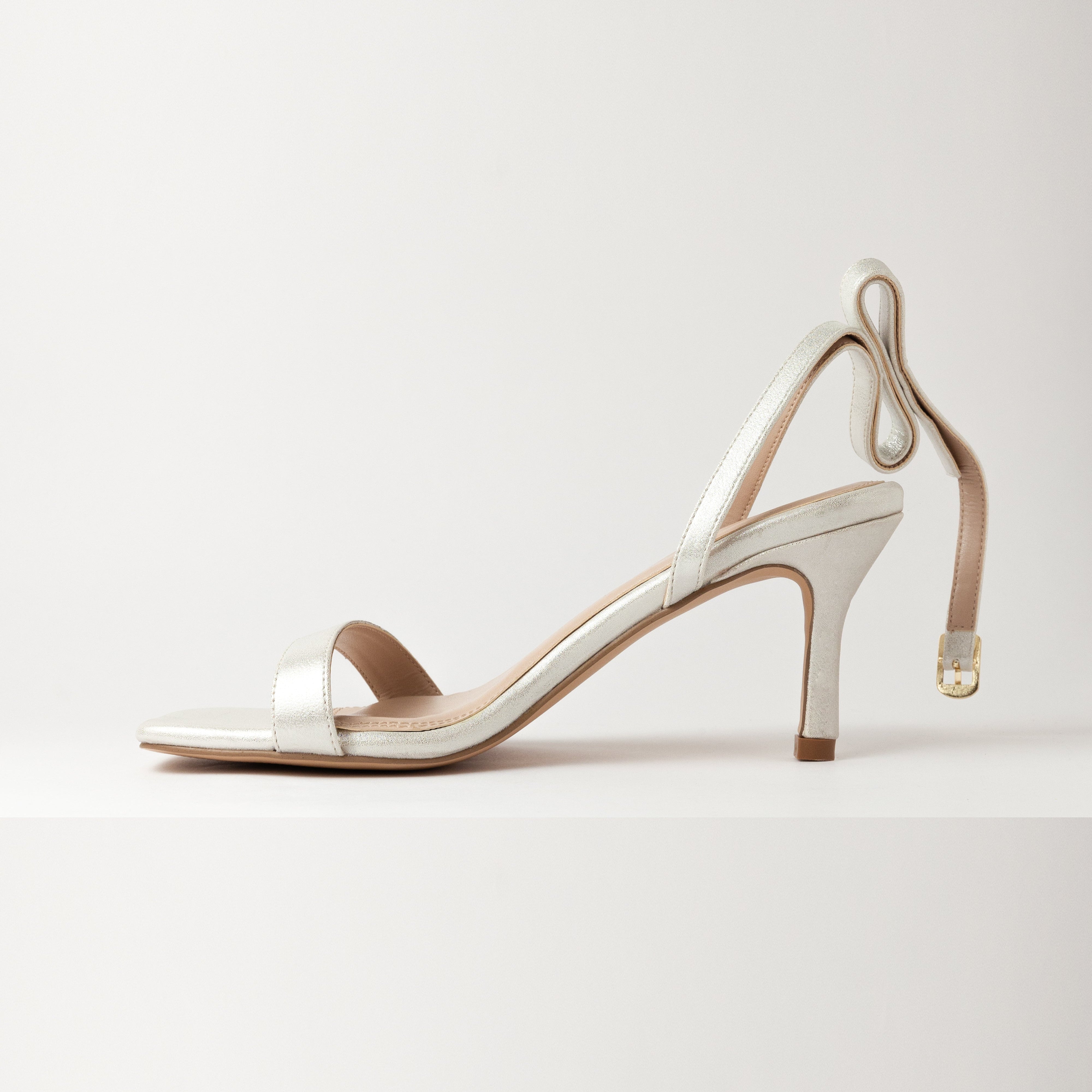 Image of Ankle Strap Silver Heels