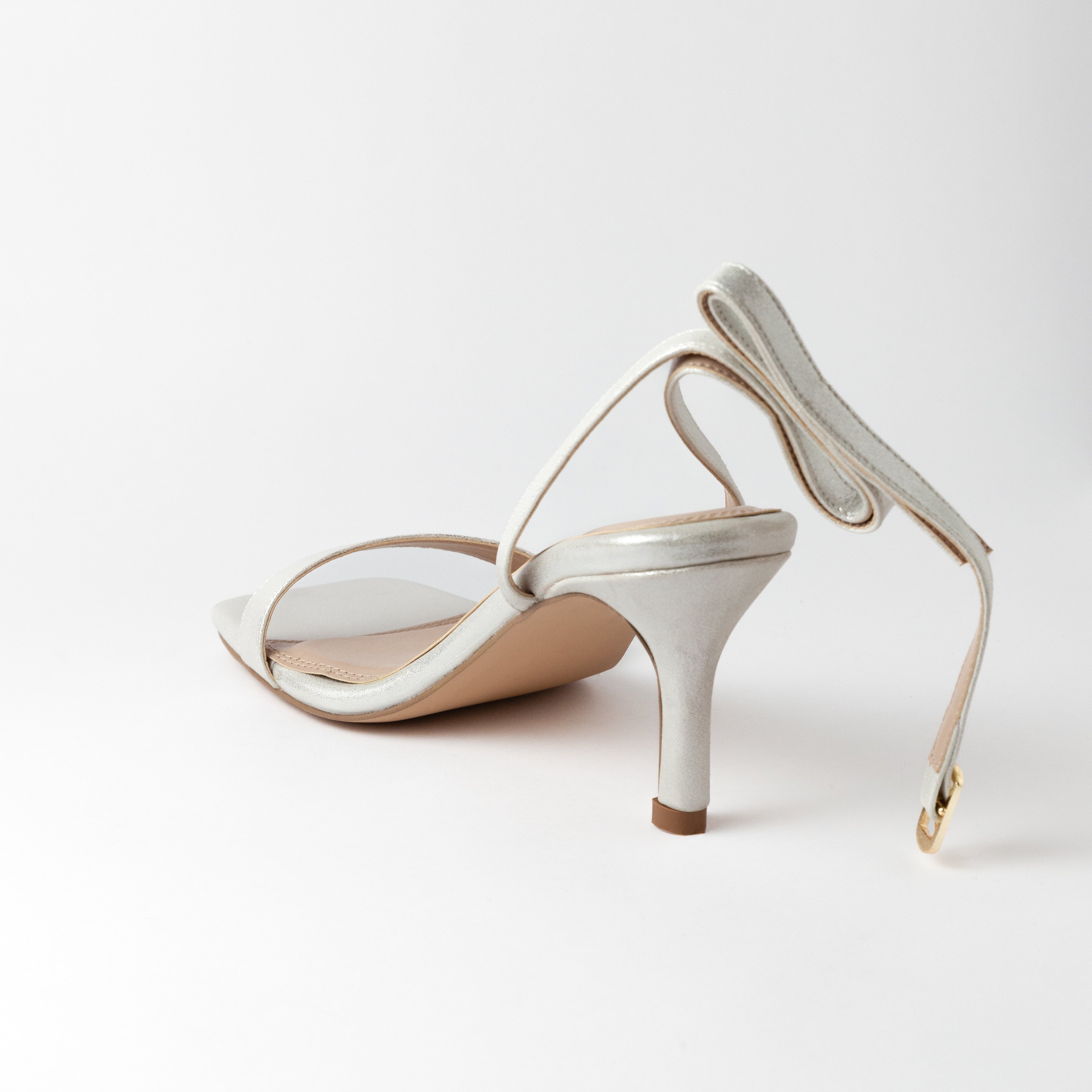 Image of Ankle Strap Silver Heels