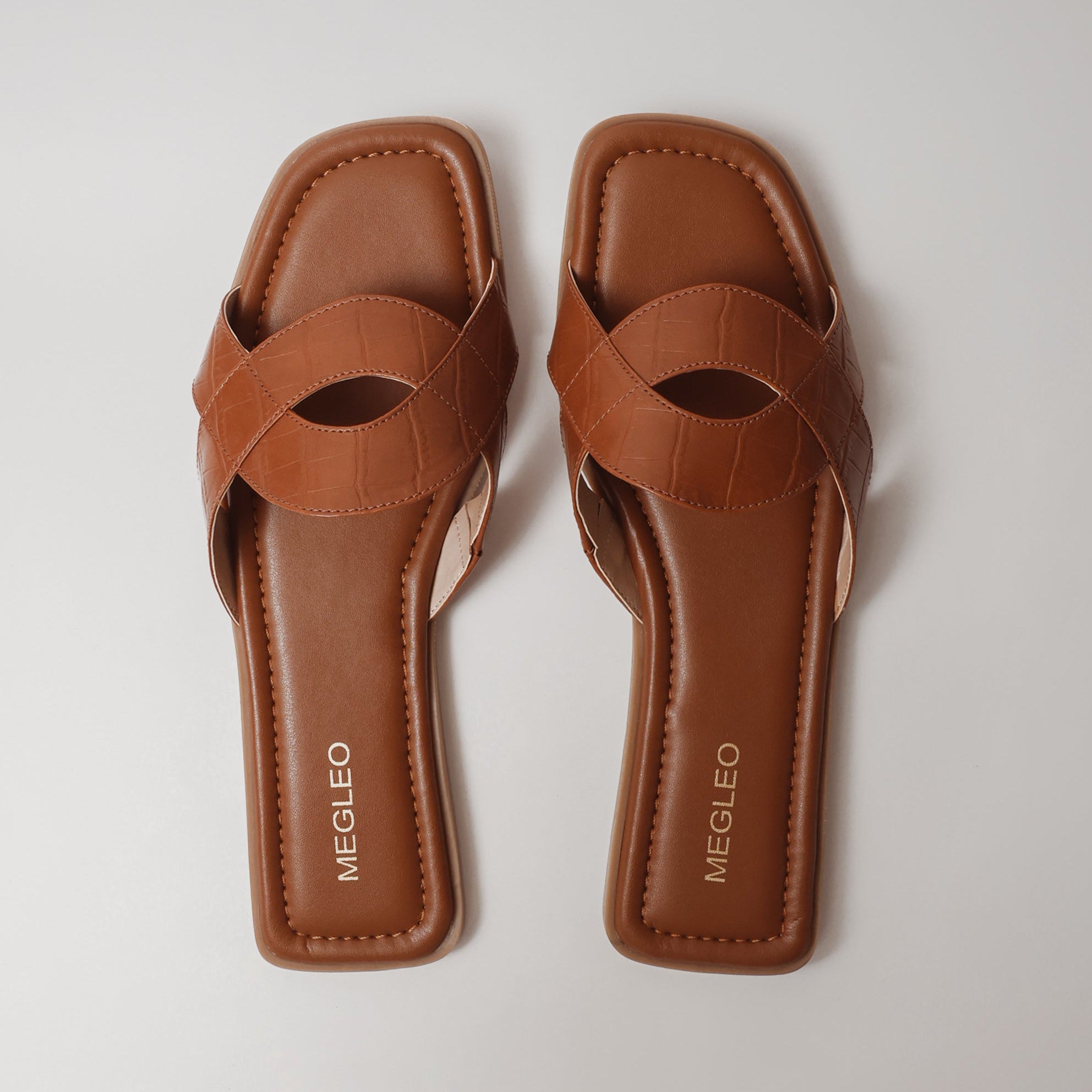 Image of Tan Croco Vegan Flats