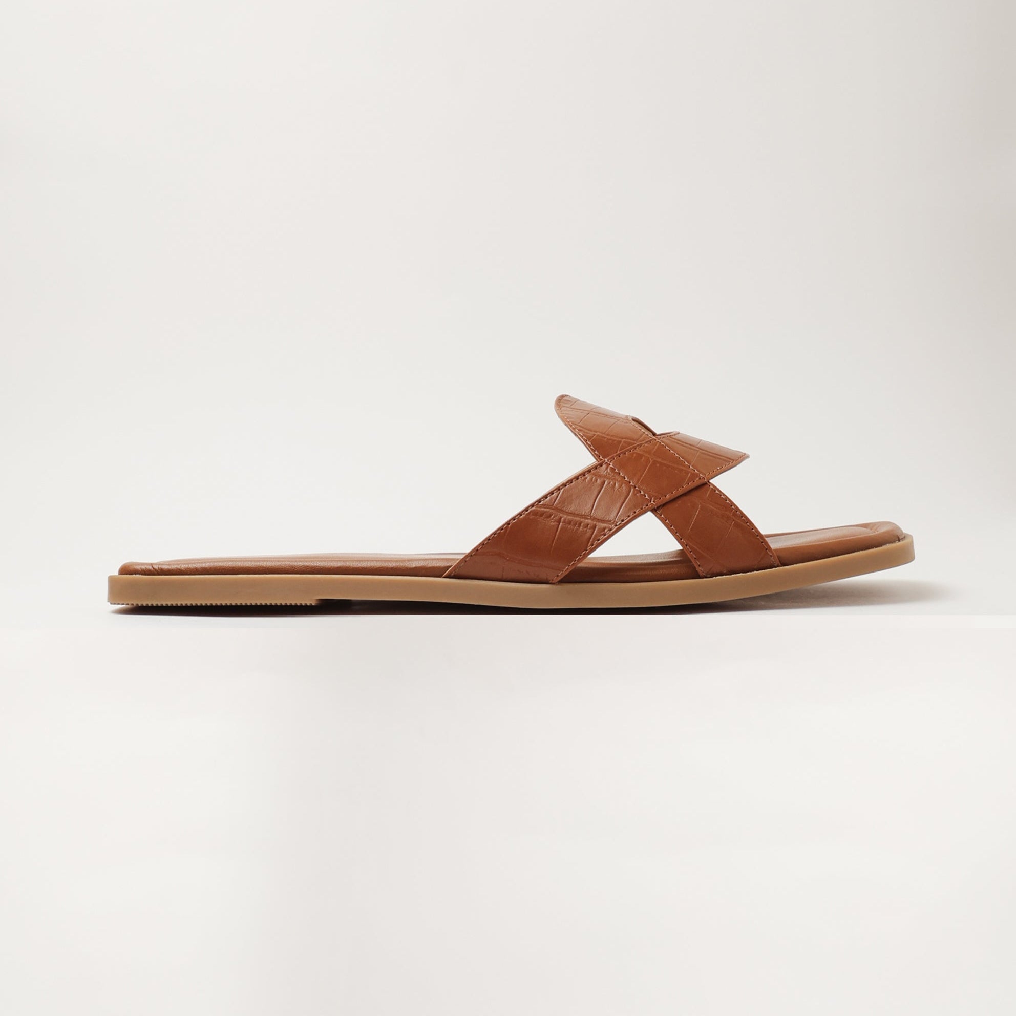 Image of Tan Croco Vegan Flats