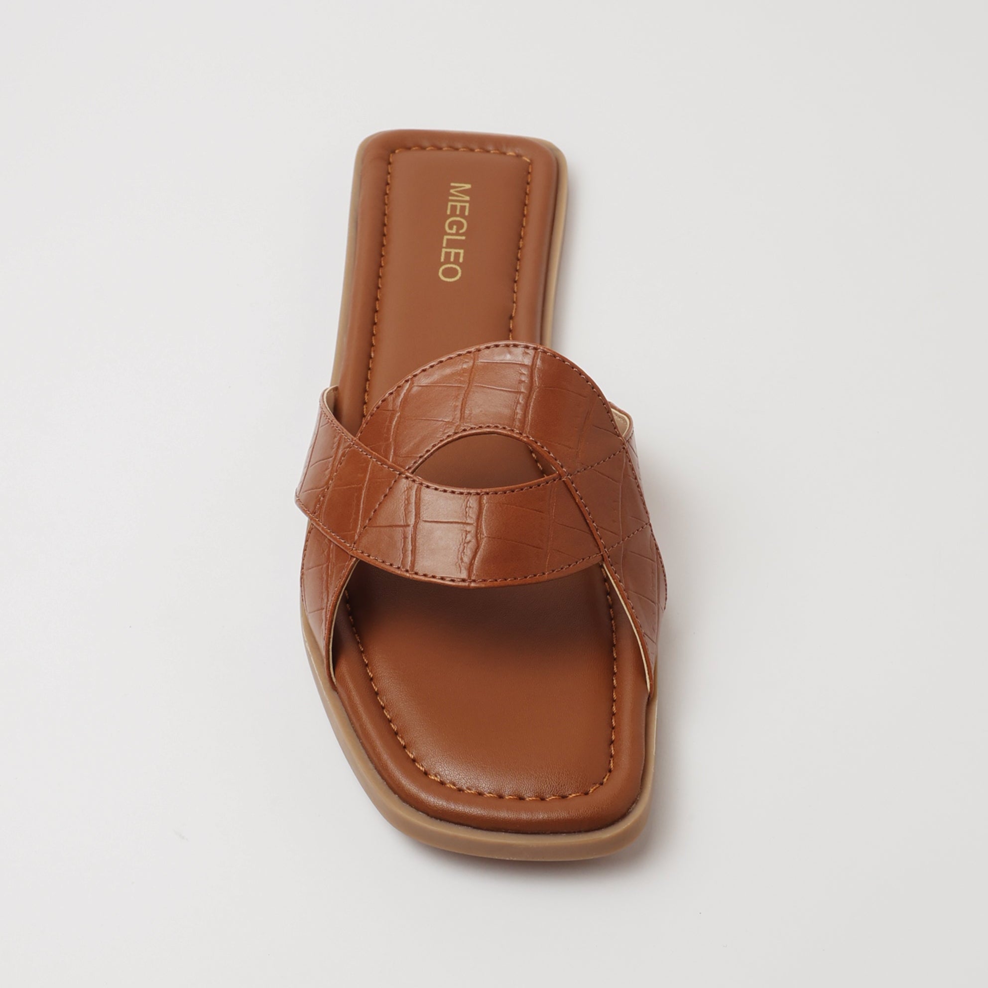 Image of Tan Croco Vegan Flats