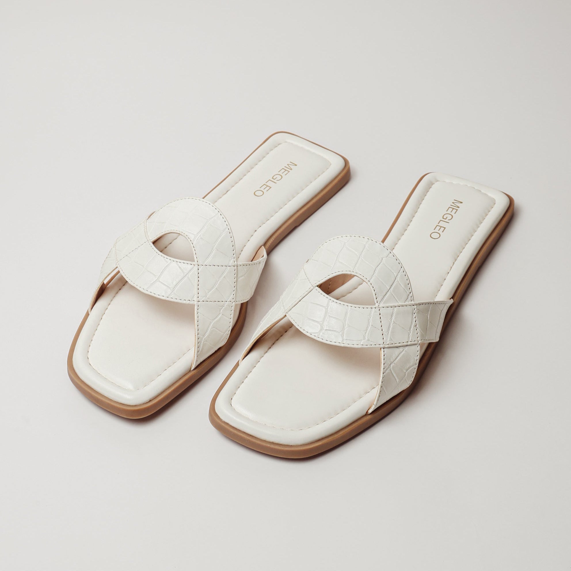 Image of Croco Vegan Flats - White