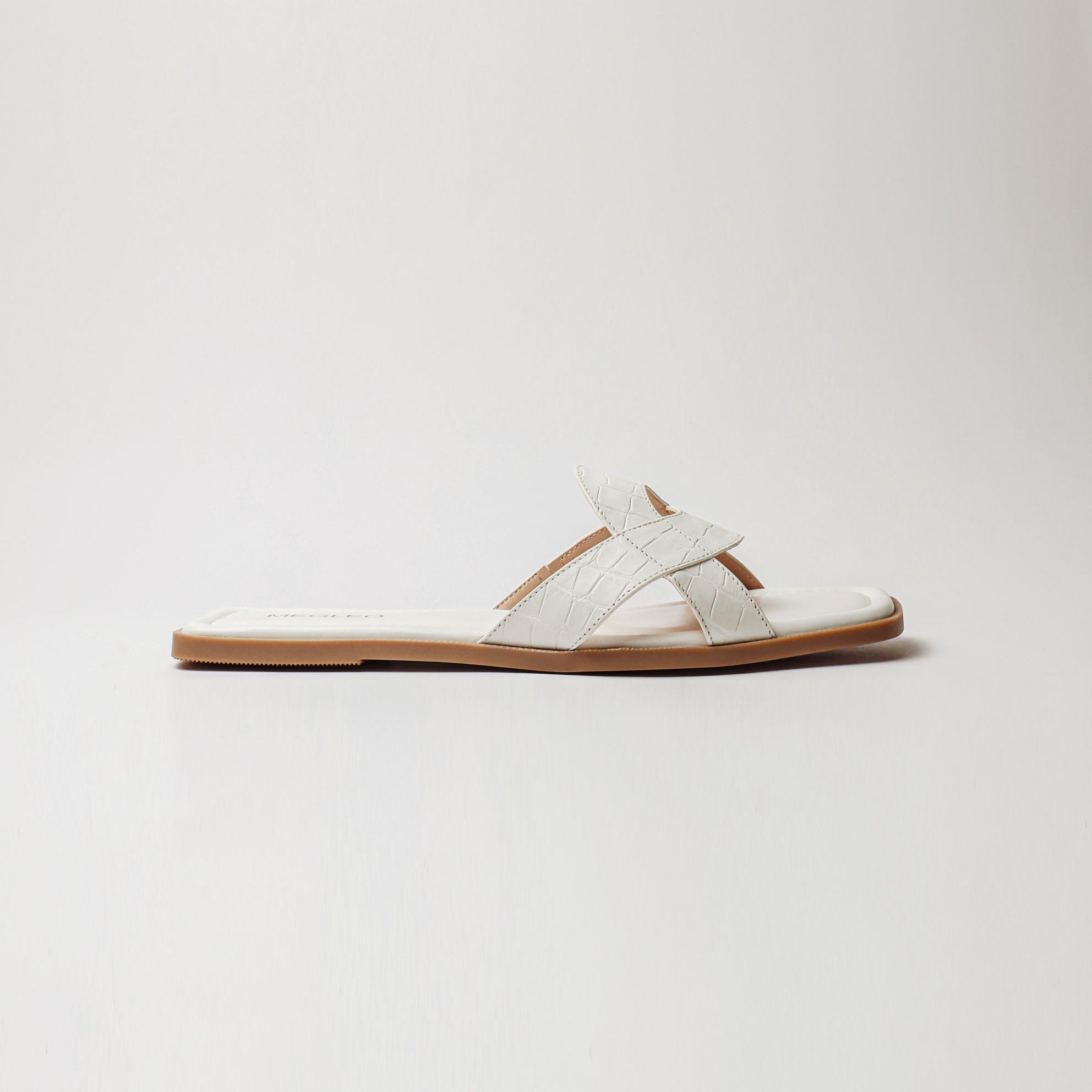 Image of Croco Vegan Flats - White