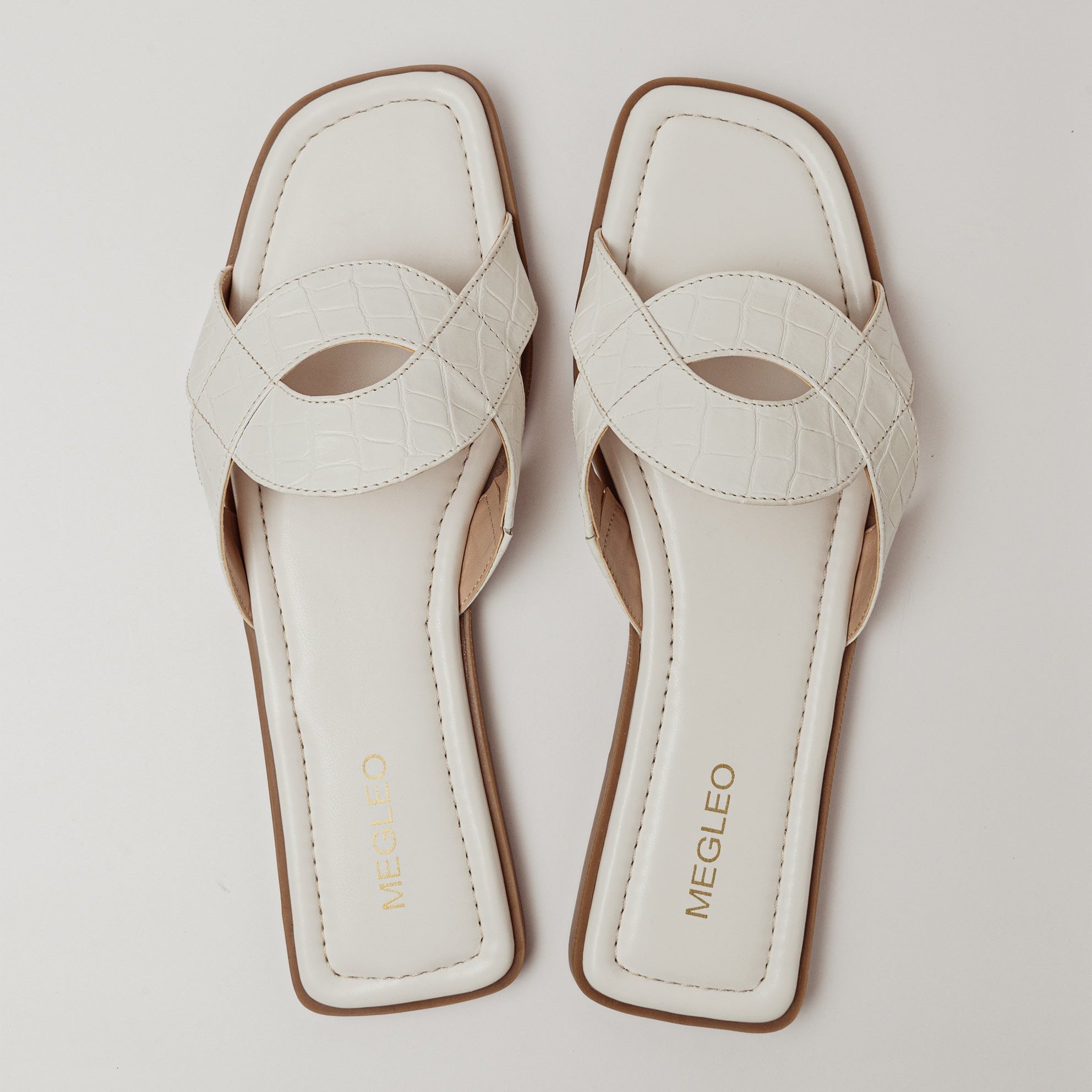 Image of Croco Vegan Flats - White