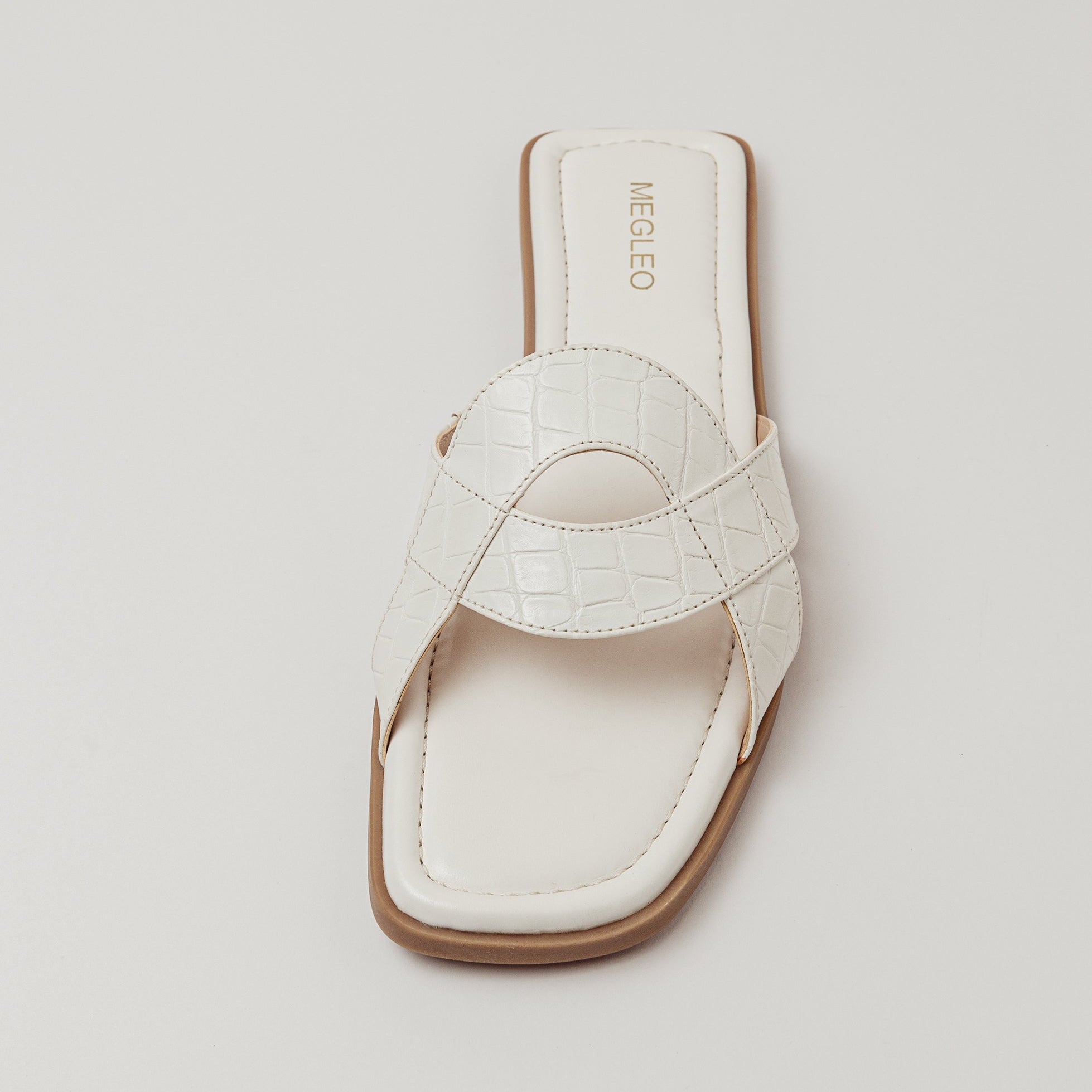 Image of Croco Vegan Flats - White