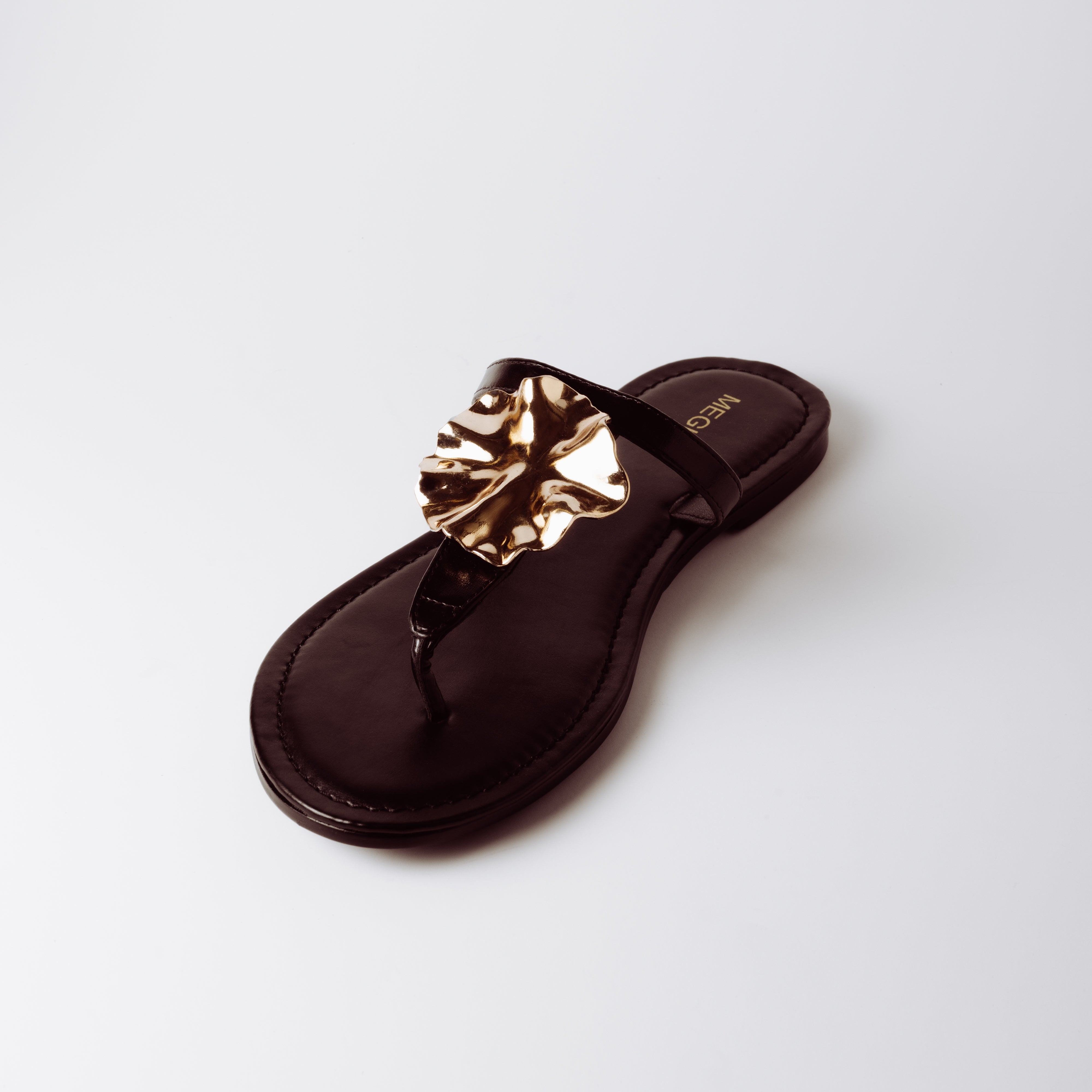 Image of Gold Petal Black Vegan Flats