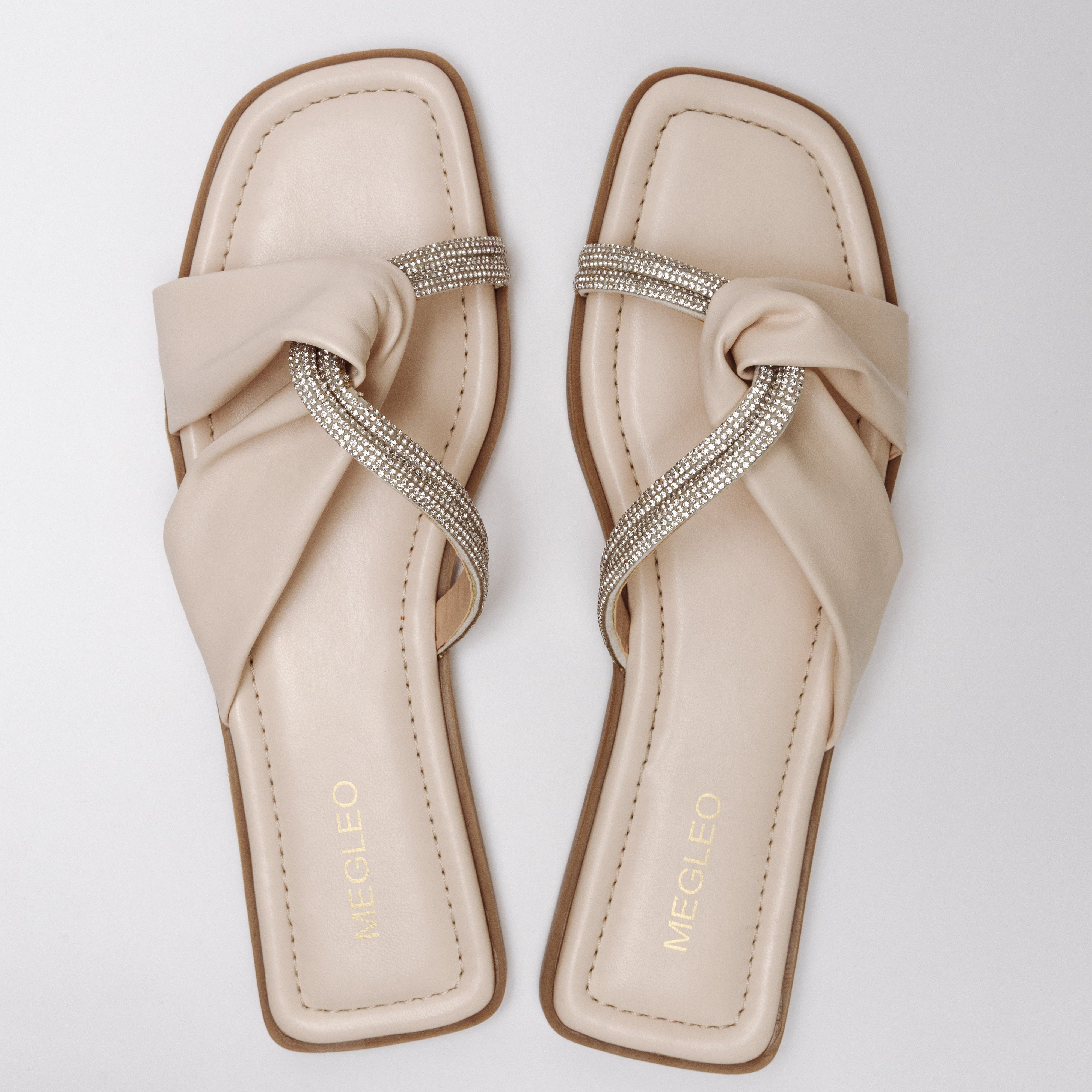 Image of Crystal Vegan Flats -  Cream