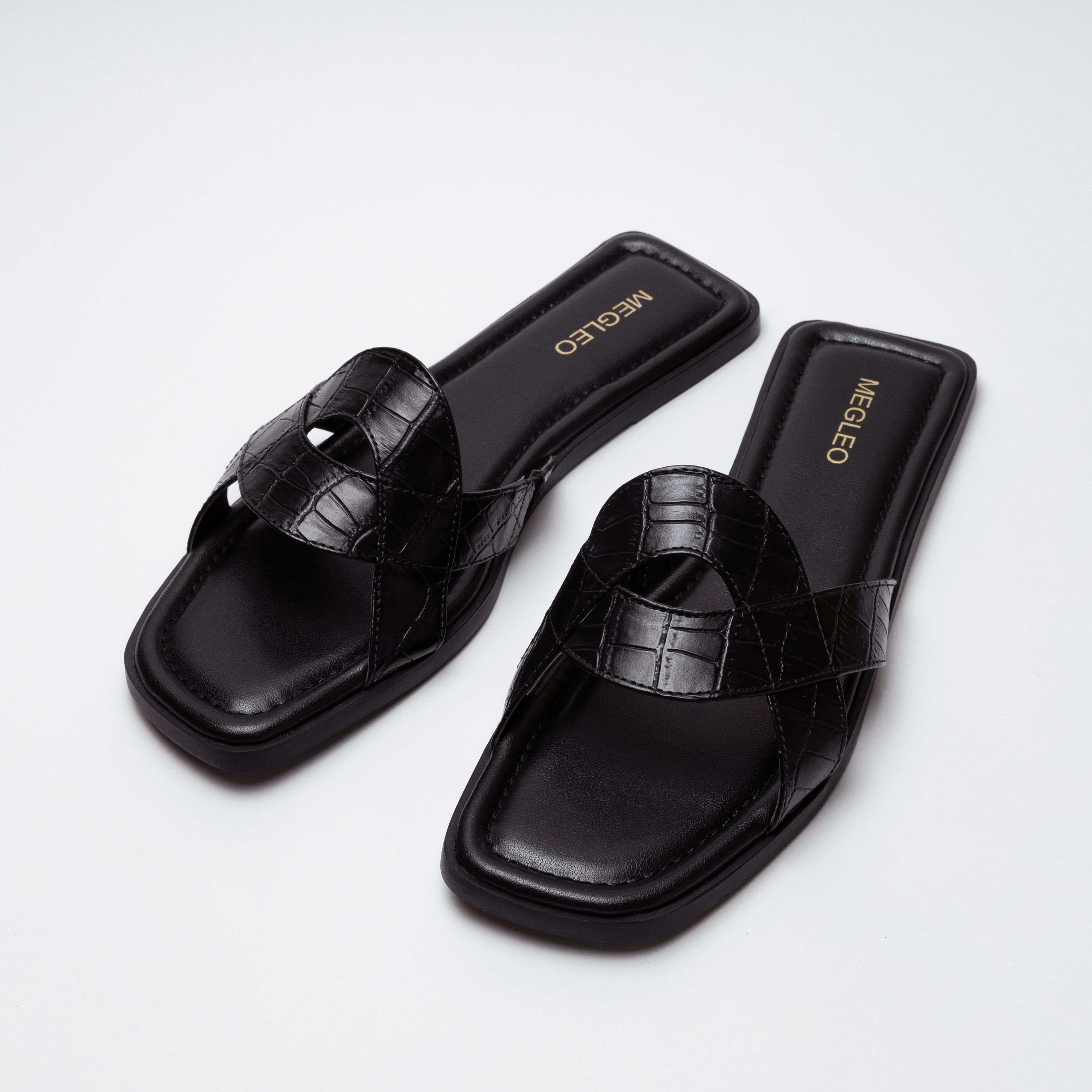 Image of Black Croco Vegan Flats