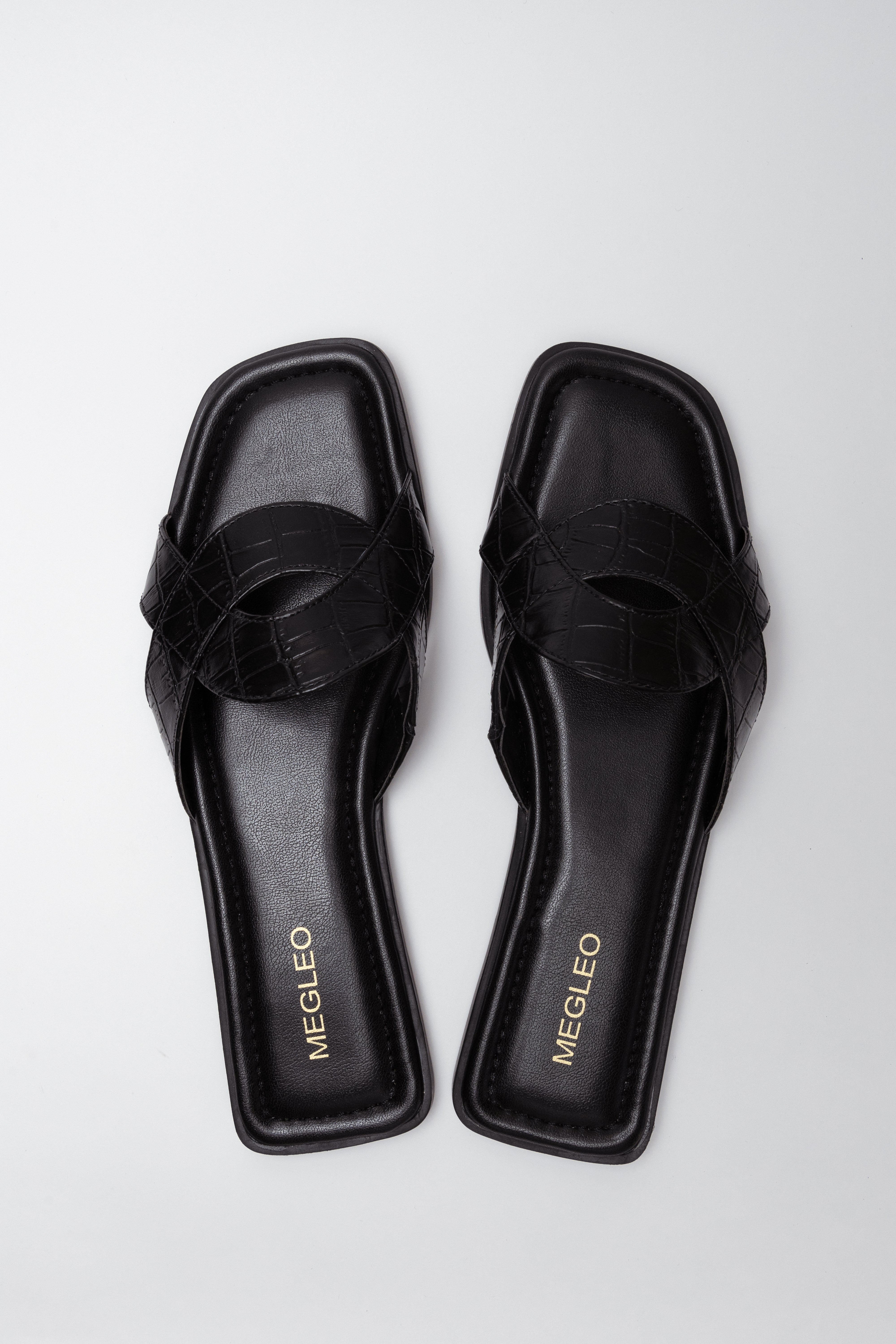 Image of Black Croco Vegan Flats