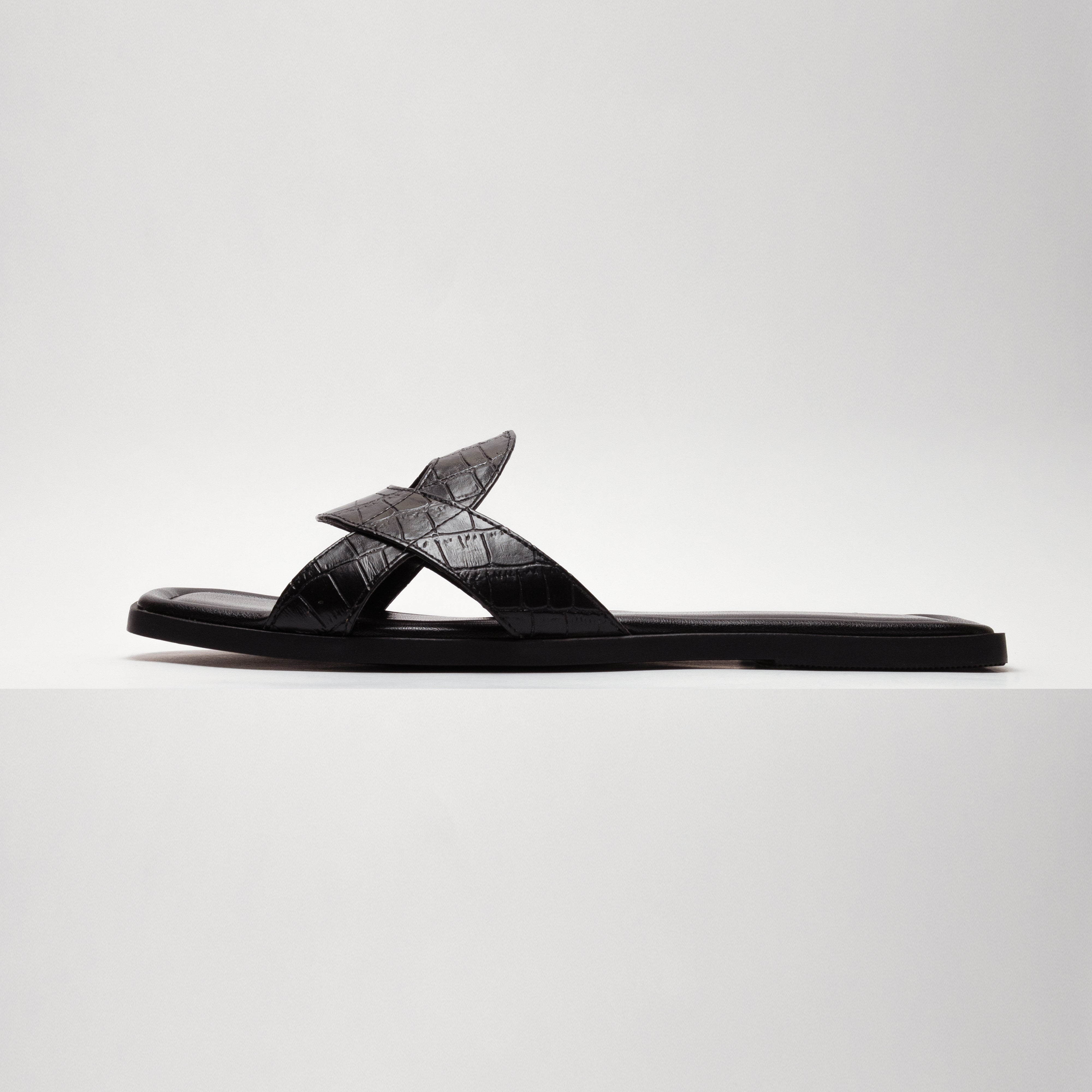 Image of Black Croco Vegan Flats