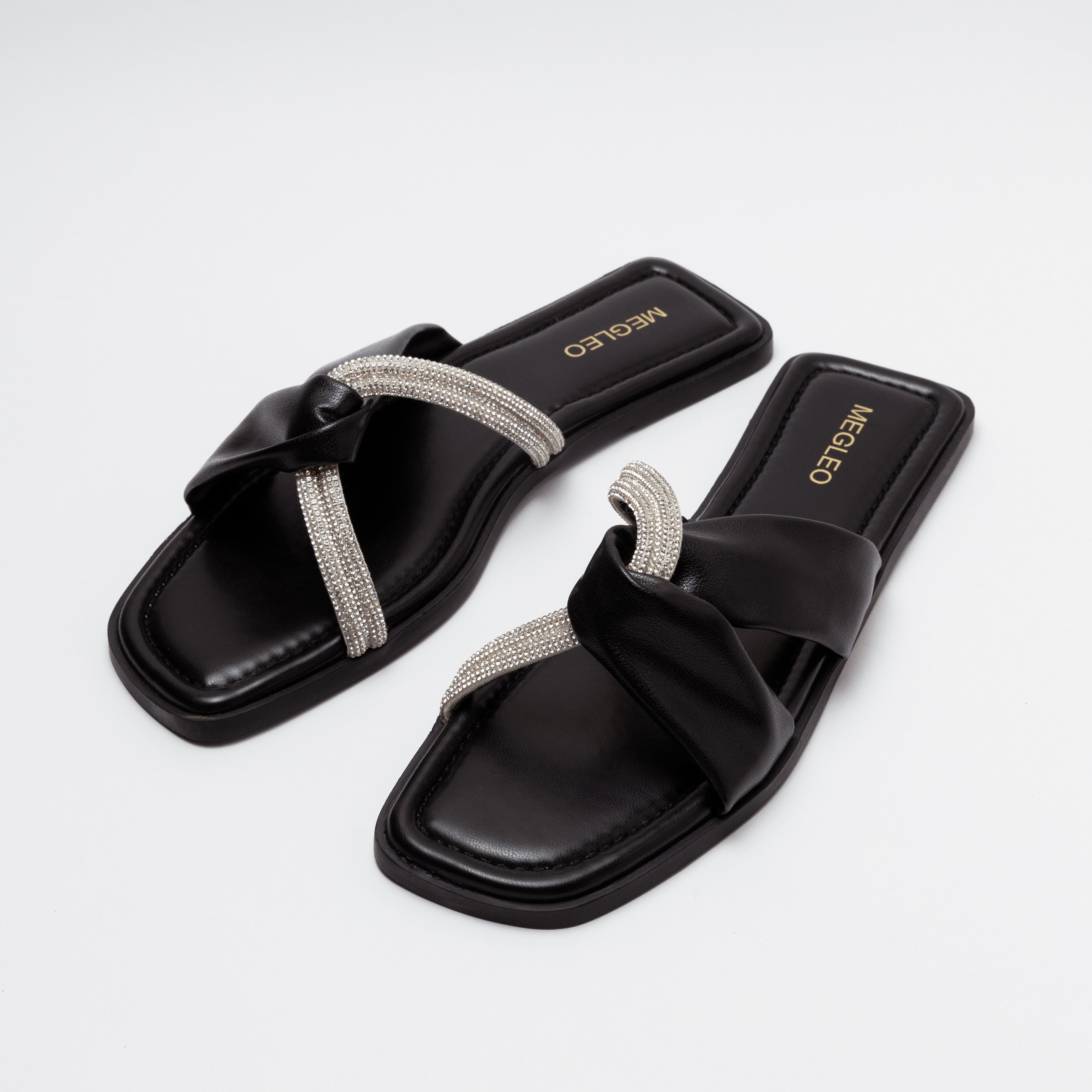 Image of Crystal Vegan Flats - Black