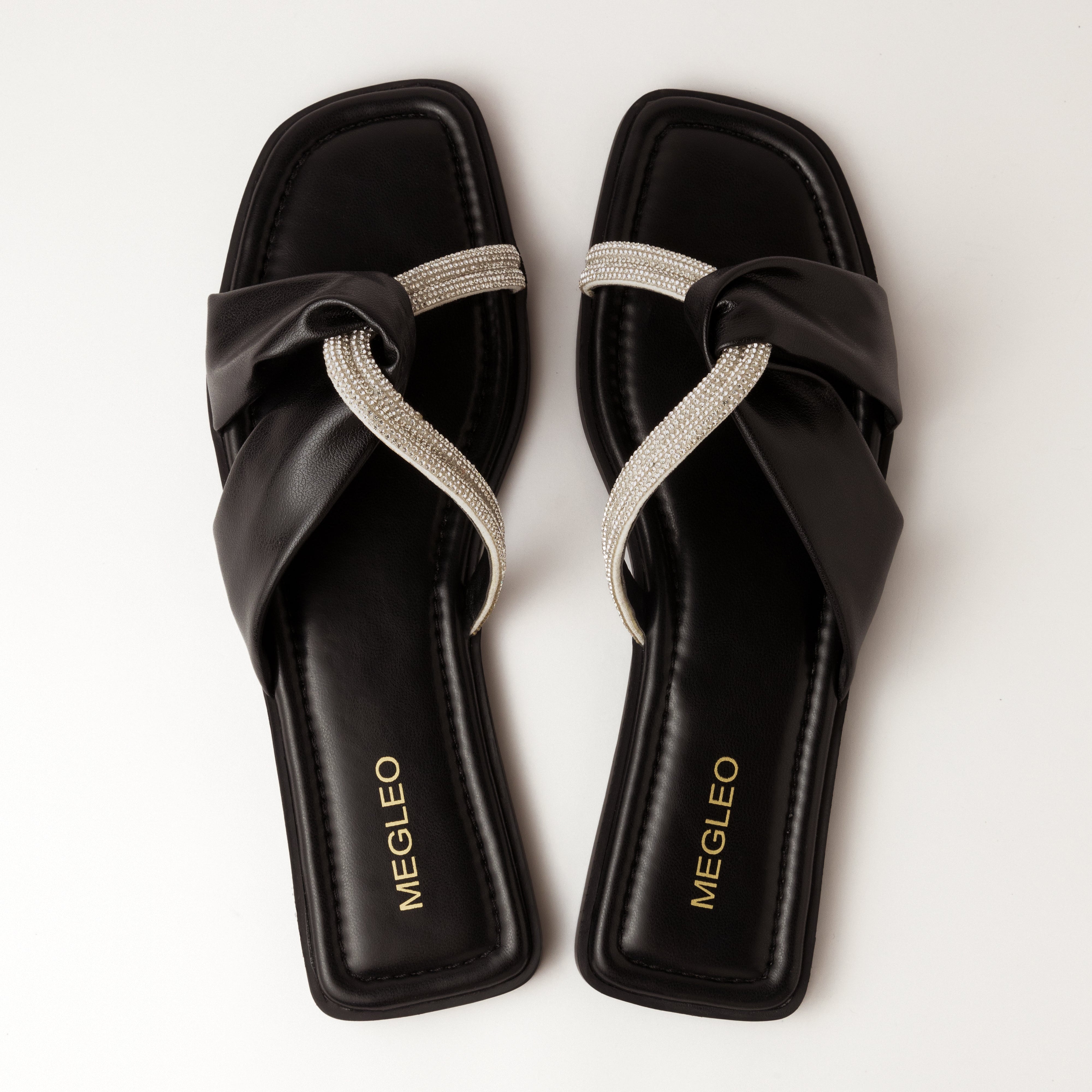 Image of Crystal Vegan Flats - Black