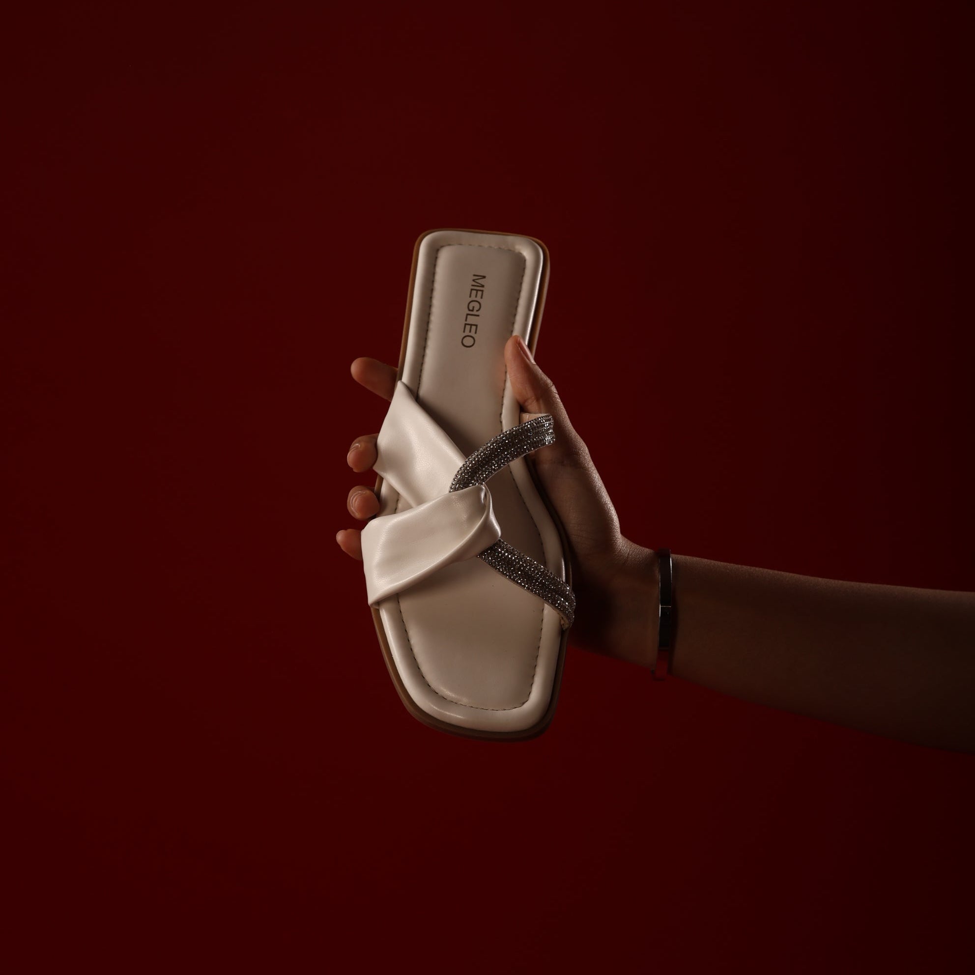 Image of Crystal Vegan Flats - White