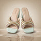 Mint Handmade Embroidered Strap Heels