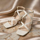 Twisted Block Heels - White