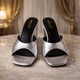 Sleek Silver One Strap Block Heels
